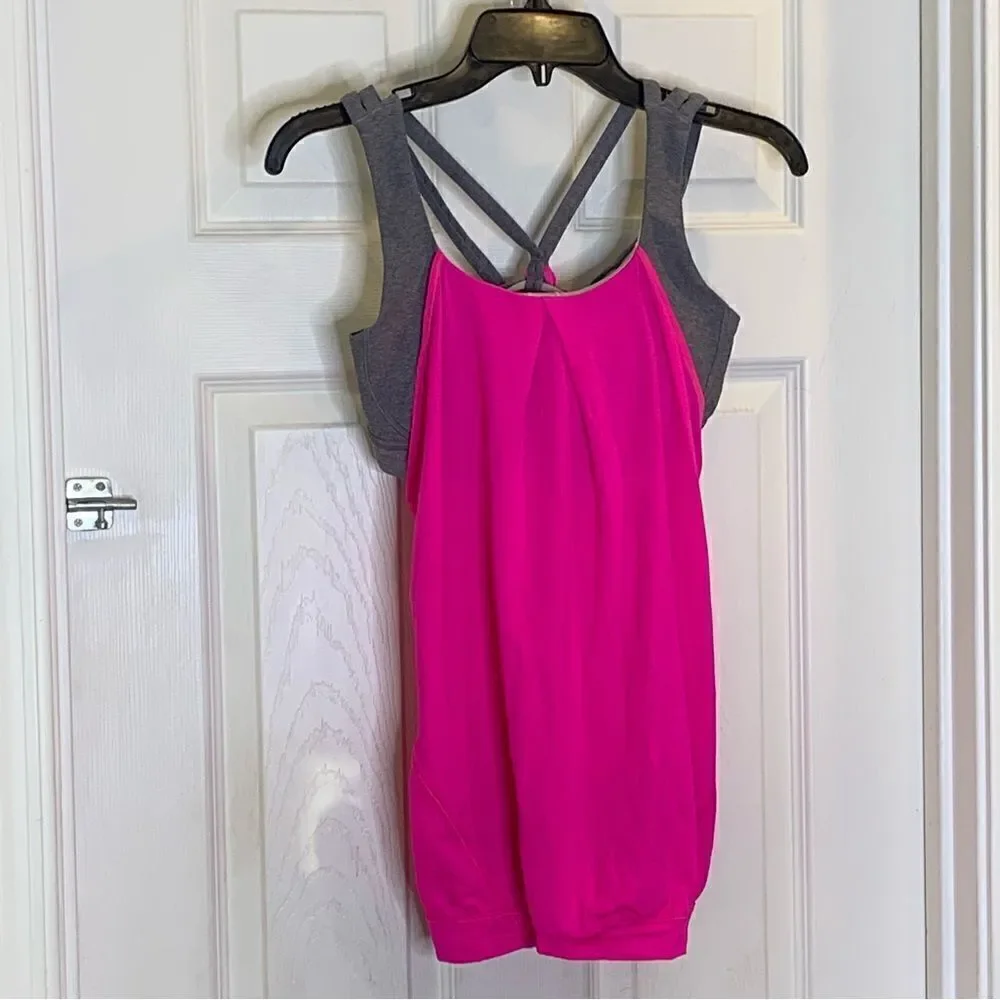 Lululemon Nouveau Limits Tank Raspberry Glo Slate Gray Size 6